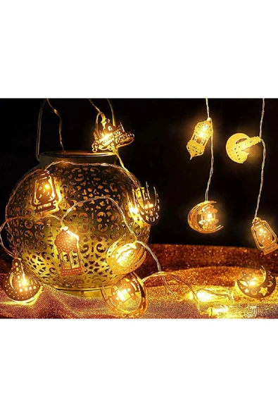 ENASHOP Dekor Ramazan Süsleme Işığı Gün Işığı  Sarı yaldız - 2