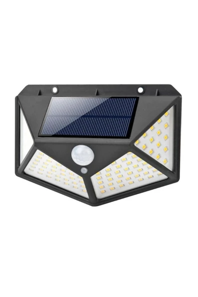 MENFRY 50w Solar Güneş Enerjili Duvar Aplik 100 Ledli Bahçe Aydınlatması Sensörlü Duvar Armatürü 1200 Lümen - 1