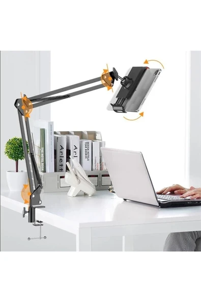 MENFRY Masa Tablet Tutucu & Telefon Tutucu Esnek Uzun Kollu 360 Derece Dönebilen Stand (6'' - 11'') - 2
