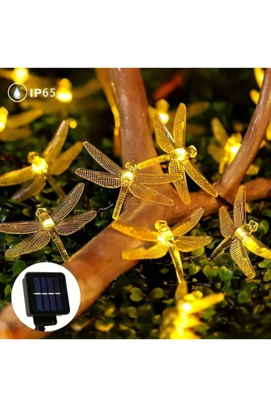 MENFRY Solar Güneş Enerjili 30 Yusufçuk Böceği Figürlü Led 7 MT Gün Işığı Bahçe Balkon Ağaç Aydınlatma Işık - 1