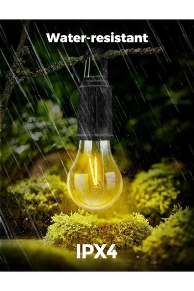 MENFRY Taşınabilir Şarjlı Led Ampül Outdoor Kamp Bahçe Lambası 10W Askılı Kırılmaz Led Işık - 5