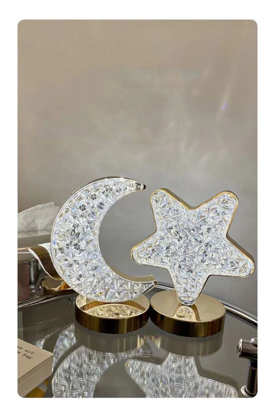 ENASHOP 5V Şarjlı Kristal Yıldız Masa Lambası Akrilik Dokunmatik Ledli - 3