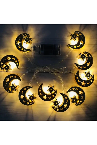 MENFRY Ramazan Kandili 2 Pilli Led 2 Metre Süsleme Dekor Işık - 1