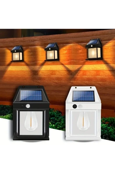 MENFRY Güneş Enerjili Duvar Tipi Lamba 3 Mod Aydınlatma Hareket Sensörlü Sokak Bahçe Dekor - 5
