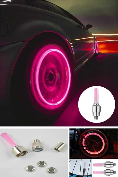 Ksmart 2 Çift (4 Adet) Led Işıklı Hareket Sensörlü Kırmızı Işıklı Bisiklet Araba Motor Sibop Kapağı Lambası - 3