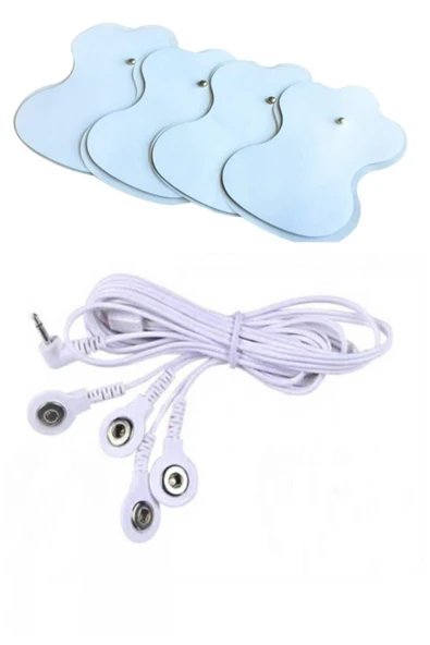 ENASHOP 4 Adet Çıtçıtlı Tens Pedi Ve 4 Uçlu Çıtçıtlı Tens Kablosu Elektro - 1