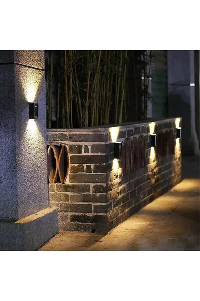 MENFRY Solar Led Çift Taraflı Duvar Lambası Güneş Enerjili Aydınlatma Dekorasyon Aplik Işık 1'li - 4