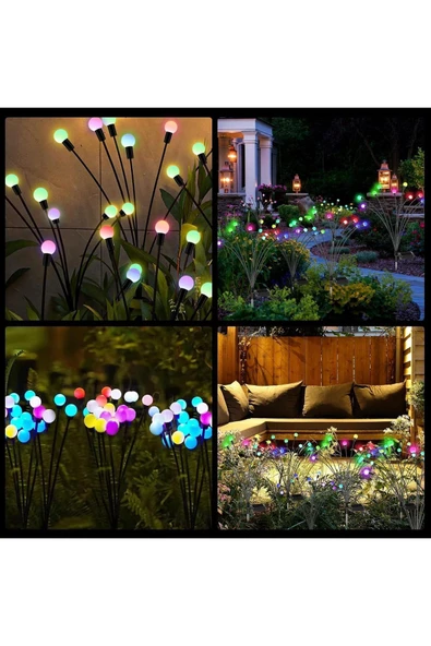 MENFRY Solar Enerjili Saplamalı Rgb Işık Dış Mekan Bahçe Aydınlatma 8 Adet Boncuk Led ürün görseli