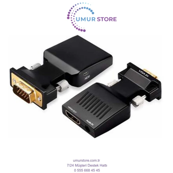 VGA To HDMI & Aux Dönüştürücü Adaptör 1080P Full Hd 60Hz Görüntü Aktarım ürün görseli 1