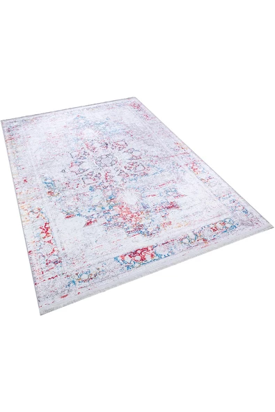 Vintage Desen Pamuk Taban Dijital Baskılı Halı  KIRMIZI 160X230 - 2
