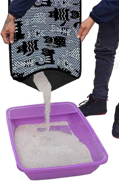 Aktunç Elekli Tuvalet Desenli Önü Kedi Kumu Paspası 60X120 cm DESEN 8 - 3