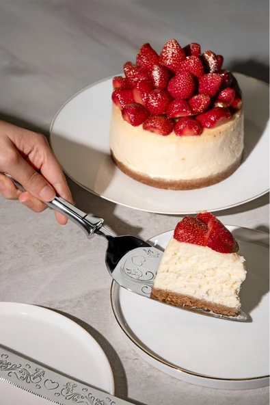 Nehir Defne Sade 2 Parça Paslanmaz Çelik Kek Servis Seti - Resim 3