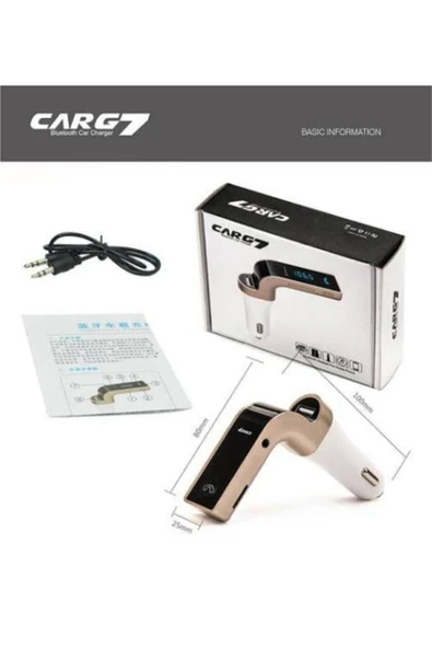 Car G7 Charger Bluetooth Araç Kiti Çakmaklık Sarjı - Resim 2
