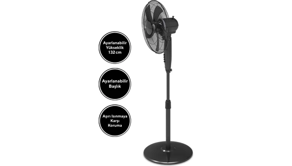 Kumtel KTF-330 Vantilatör - Siyah - 45 Watt - 3