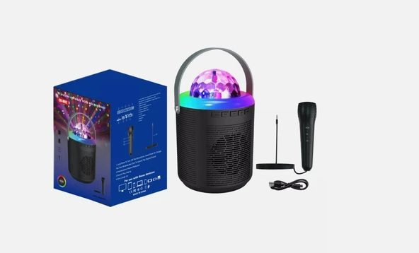 RGB Işıklı Kablosuz Hoparlör & Mikrofon ???? Taşınabilir, Şarjlı, Parti ve Eğlence için Mükemmel Ses ürün görseli