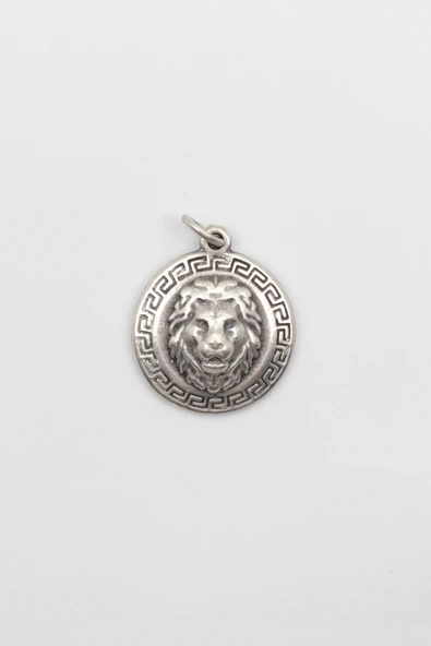 Aslan Figürlü Kolye Ucu - Antik Gümüş Kaplama ürün görseli 1