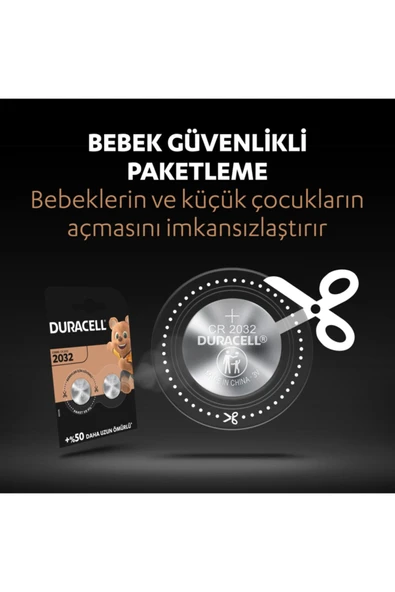 Duracell Özel 2032 Lityum Düğme Pil 3V, 2’li paket (DL2032/CR2032) - 4