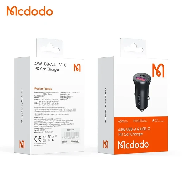 Mcdodo CC‑2680 45W USB TypeC PD Araç Çakmak Şarj Cihazı - Resim 4