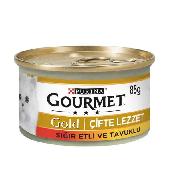 Gourmet Gold Parça Etli Sığır Etli Ve Tavuklu Kedi Konservesi 85g