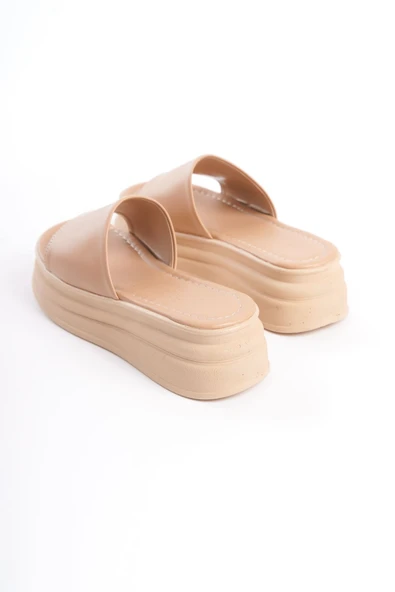 JET-ALICE Düz Topuklu Kalın ve Ortopedik Taban Kadın Terlik CTT - Ten - Resim 5