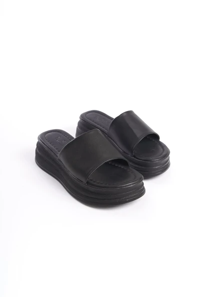 JET-ALICE Düz Topuklu Kalın ve Ortopedik Taban Kadın Terlik  CST - Siyah - Resim 4