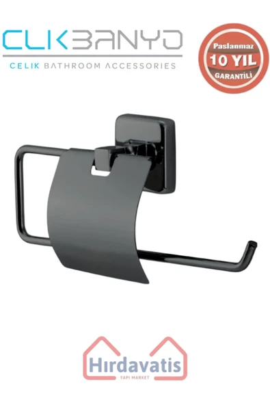 ÇELİK BANYO Paslanmaz Pirinç Kumru Geniș Kapaklı Kağıt Havluluk Mat Siyah ürün görseli