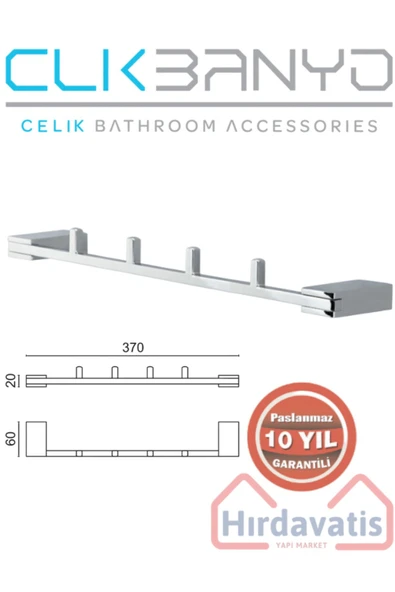CLK BANYO Paslanmaz Pirinç Titanik 4'lü Askılık Havlu Askısı ürün görseli