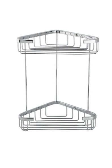 ÇELİK BANYO Paslanmaz Pirinç Efe İkili 18x18cm Sabunluk Şampuanlık Ve Köşe Süngerlik ürün görseli