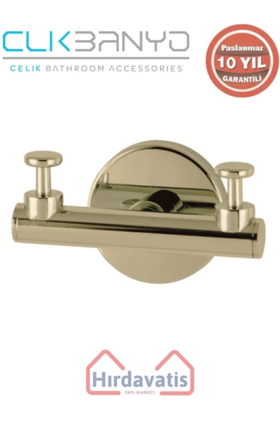 ÇELİK BANYO Paslanmaz Pirinç Flora Askılık İkili Altın Sarı Gold ürün görseli