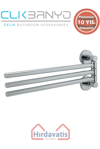 ÇELİK BANYO Paslanmaz Pirinç Flora Üçlü Döner Havluluk - 3