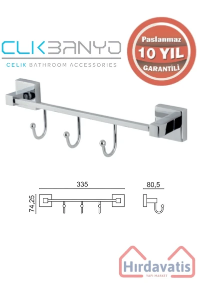 ÇELİK BANYO Paslanmaz Pirinç Tamay 3’lü Askılık ürün görseli 1