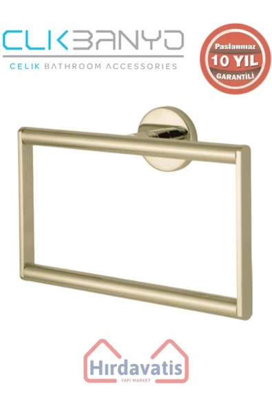 ÇELİK BANYO Paslanmaz Pirinç Flora Kare Havluluk Altın Sarı Gold ürün görseli