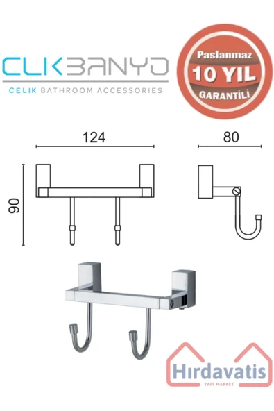ÇELİK BANYO Paslanmaz Pirinç Swwor Bornozluk Çiftli - Resim 2