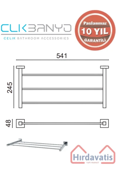 ÇELİK BANYO Paslanmaz Pirinç Tamay Havluluk Düz 50cm - Resim 2