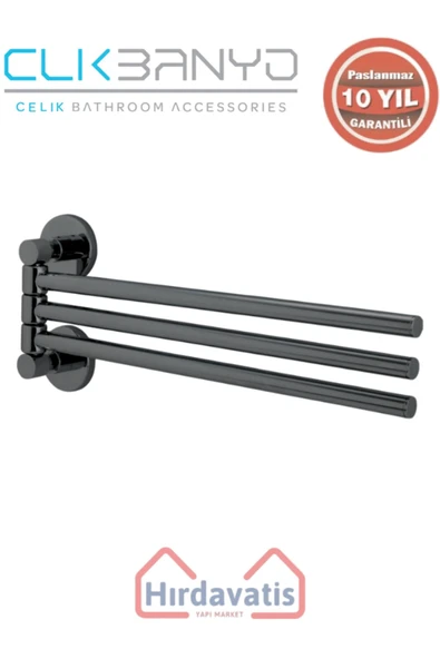 ÇELİK BANYO Paslanmaz Pirinç Flora Üçlü Döner Havluluk Mat Siyah ürün görseli