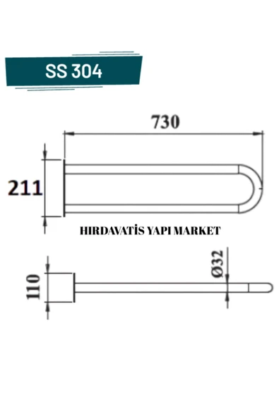 HIRDAVATİS YAPI MARKET Yaşlı Hasta Bedensel Engelli Mafsallı Tutunma Barı Paslanmaz Banyo Wc Tutamağı Mat Krom - Resim 3