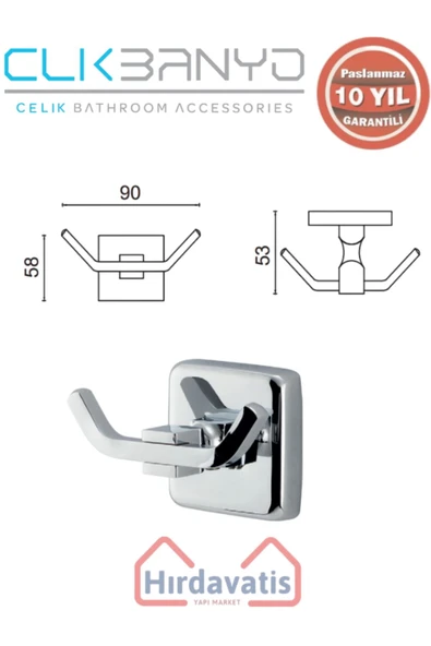 ÇELİK BANYO Paslanmaz Pirinç Kumru 2’li Bornozluk - Resim 2