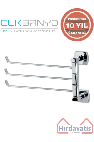 ÇELİK BANYO Paslanmaz Pirinç Milano 3’lü Döner Havluluk