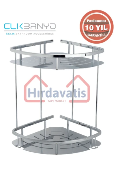 CLK BANYO PASLANMAZ PİRİNÇ MARİN 2'Lİ SABUNLUK KÖŞE ŞAMPUANLIK 19X19CM ürün görseli 1