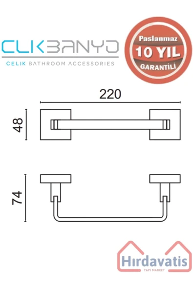 ÇELİK BANYO Paslanmaz Pirinç Tamay Havluluk 20cm - Resim 2