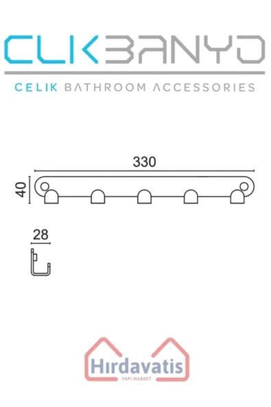 ÇELİK BANYO Paris DKP Beşli Askılık Mat Siyah - Resim 2
