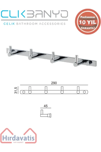 ÇELİK BANYO Paslanmaz Pirinç Mercan 4’lü Askılık ürün görseli