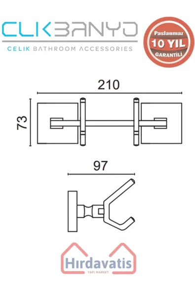 ÇELİK BANYO Paslanmaz Pirinç Kumru 2’li Askılık - Resim 2