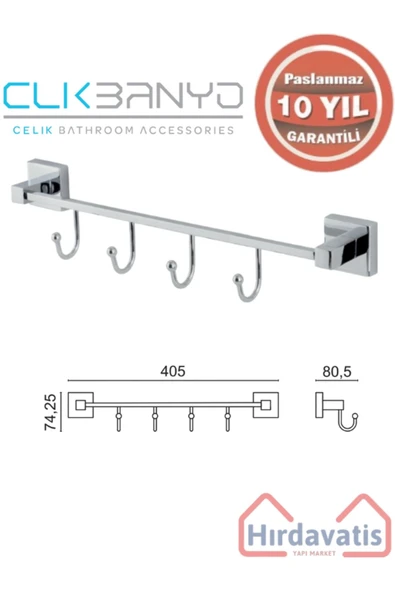 ÇELİK BANYO Paslanmaz Pirinç Tamay 4’lü Askılık ürün görseli