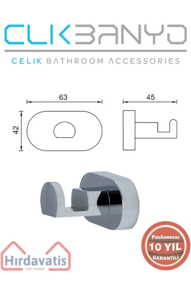 ÇELİK BANYO Paslanmaz Pirinç Zirve Tekli Askılık - Resim 2