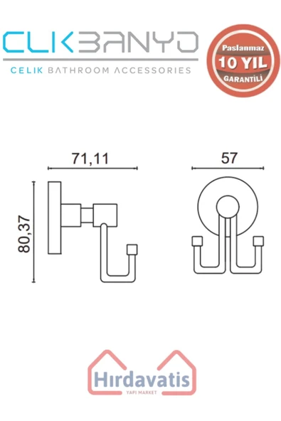 ÇELİK BANYO Paslanmaz Pirinç Flora Bornozluk Çiftli Altın Sarı Gold - Resim 2