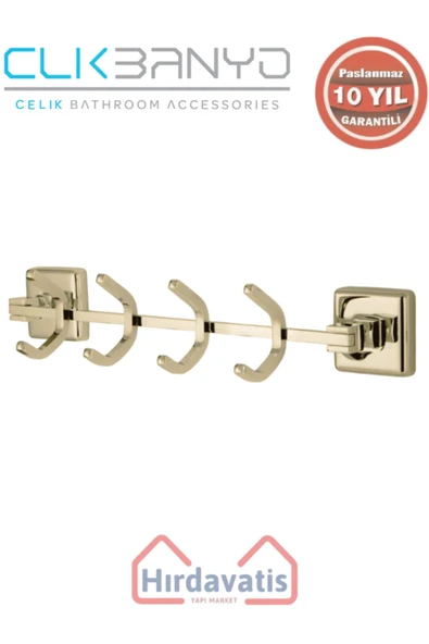 ÇELİK BANYO Paslanmaz Pirinç Kumru 4’lü Askılık Altın Sarı Gold ürün görseli