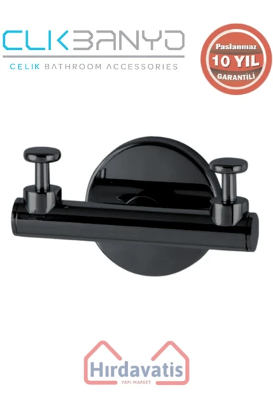 ÇELİK BANYO Paslanmaz Pirinç Flora Askılık İkili Mat Siyah ürün görseli