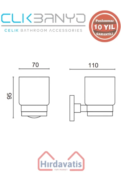 ÇELİK BANYO Paslanmaz Pirinç Flora Diş Fırçalık - Resim 2