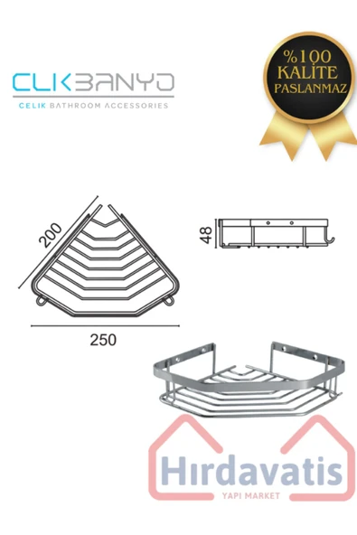 CLK BANYO Çelik Erpa 1’li 19x19 Cm Şampuanlık Köşe Süngerlik - Resim 2